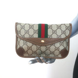 Vintage Gucci Sherry GG Monogram Canvas Web Pouch Beige Small Clutch