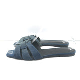 Saint Laurent Tribute Denim Slide Sandals Size 38 Flat Mules