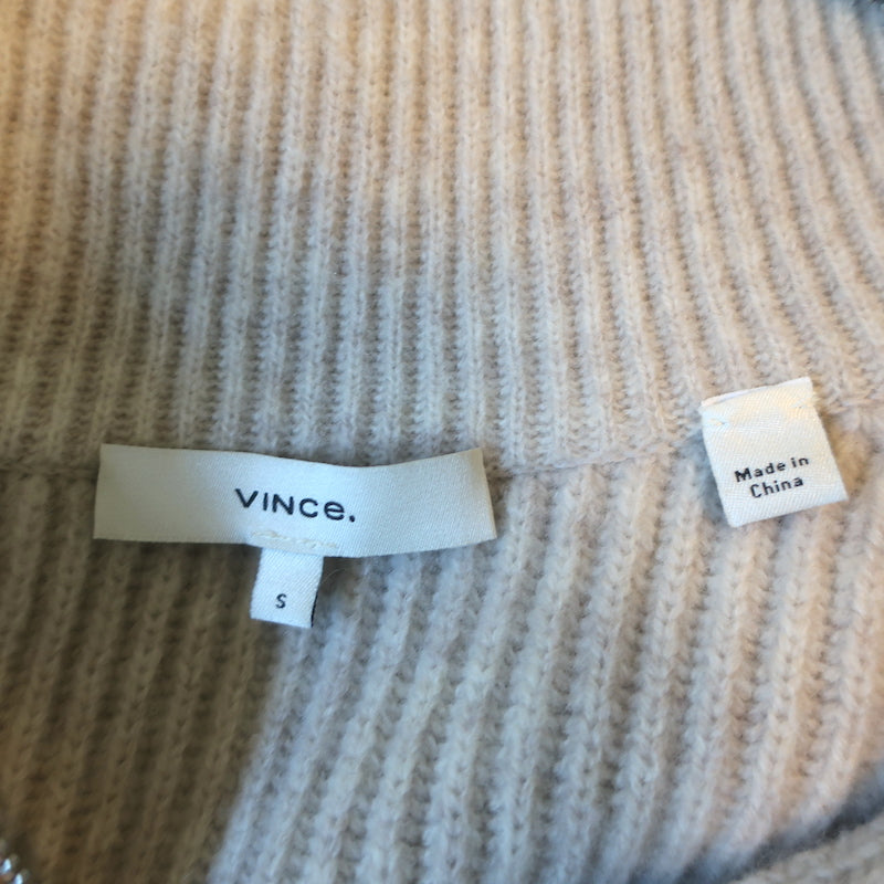 Vince Half Zip Ribbed Pullover Sweater Oatmeal Wool-Cashmere Size Small