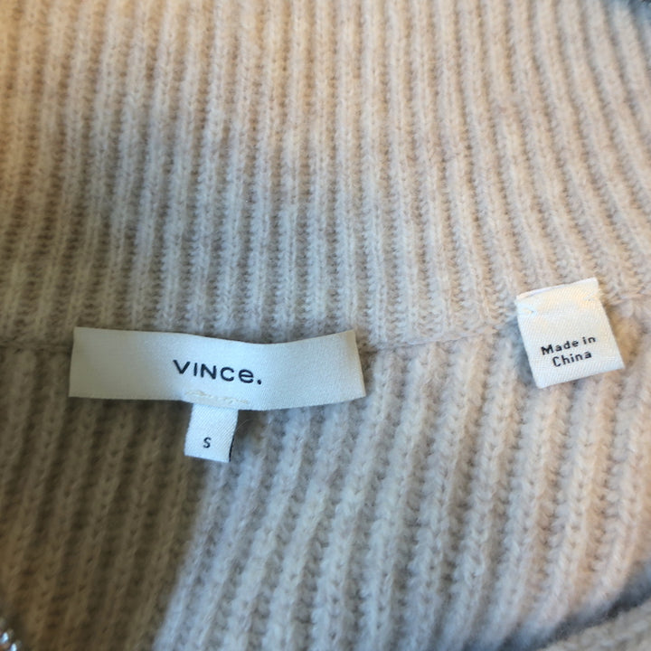 Vince Half Zip Ribbed Pullover Sweater Oatmeal Wool-Cashmere Size Small