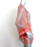 Blumarine Sequined Chiffon Tunic Top Orange Printed Silk Size 38