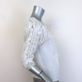 Vanessa Bruno Embroidered Lace-Trimmed Blouse White Pintucked Ramie Size 42