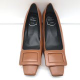 Roger Vivier Belle Vivier Kitten Heel Pumps Brown Leather Size 35.5