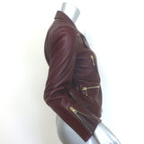Rag & Bone Arrow Leather Moto Jacket Port Burgundy Size 2