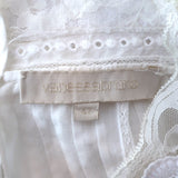 Vanessa Bruno Embroidered Lace-Trimmed Blouse White Pintucked Ramie Size 42