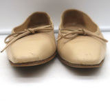 Manolo Blahnik Square Toe Ballet Flats Beige Leather Size 37