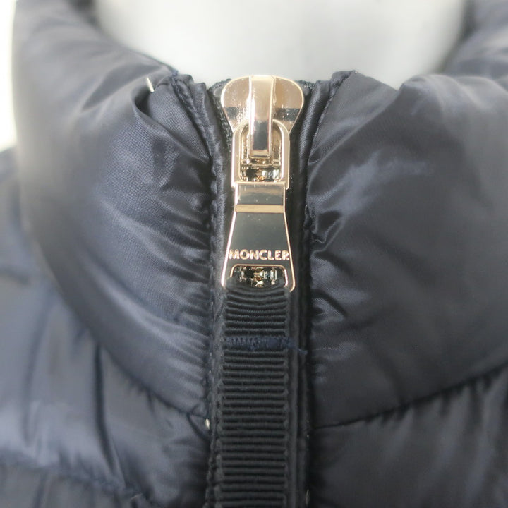 Moncler Blein Ruffled-Hem Down Puffer Jacket Dark Navy Size 3
