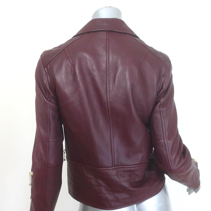 Rag &amp; Bone Arrow Leather Moto Jacket Port Burgundy Size 2