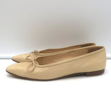 Manolo Blahnik Square Toe Ballet Flats Beige Leather Size 37