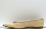 Manolo Blahnik Square Toe Ballet Flats Beige Leather Size 37