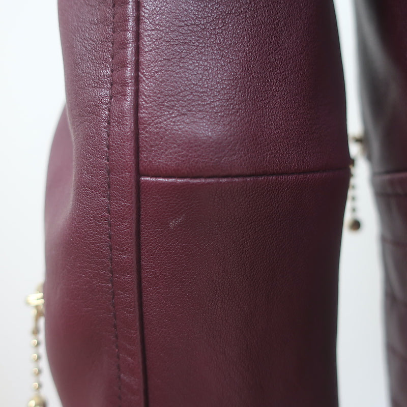 Rag &amp; Bone Arrow Leather Moto Jacket Port Burgundy Size 2