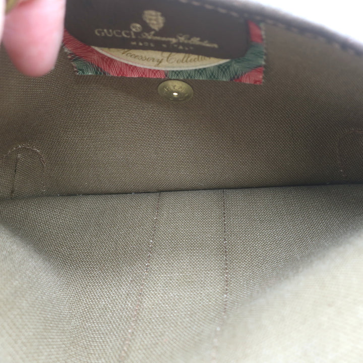 Vintage Gucci Sherry GG Monogram Canvas Web Pouch Beige Small Clutch