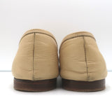 Manolo Blahnik Square Toe Ballet Flats Beige Leather Size 37