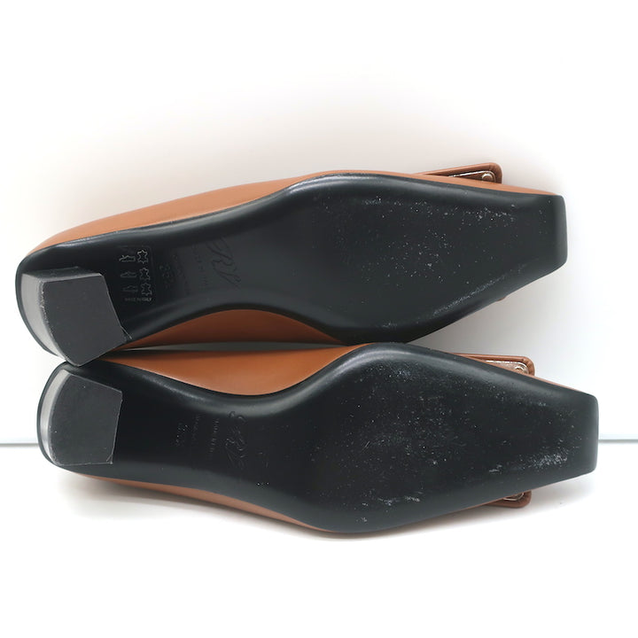 Roger Vivier Belle Vivier Kitten Heel Pumps Brown Leather Size 35.5