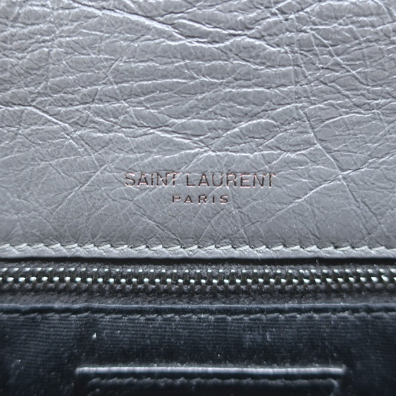 Saint Laurent Niki YSL Medium Flap Bag Storm Gray Crinkled Leather Crossbody