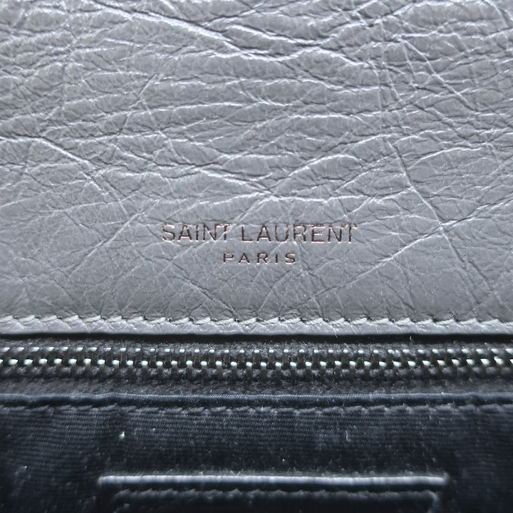 Saint Laurent Niki YSL Medium Flap Bag Storm Gray Crinkled Leather Crossbody