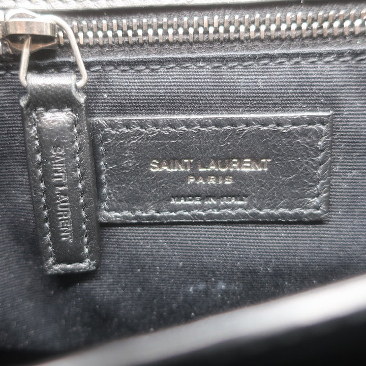 Saint Laurent Niki YSL Medium Flap Bag Storm Gray Crinkled Leather Crossbody