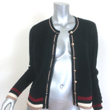 L'Agence Archer Metallic-Striped Cardigan Black Ribbed Knit Size Extra Small