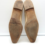 Manolo Blahnik Square Toe Ballet Flats Beige Leather Size 37