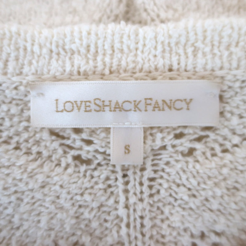 LoveShackFancy Warren Ruffled Boucle Knit Cardigan Ivory Cotton Size Small