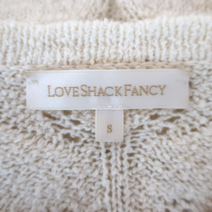 LoveShackFancy Warren Ruffled Boucle Knit Cardigan Ivory Cotton Size Small