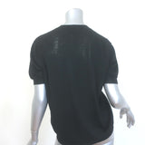 Prada Short Sleeve V-Neck Sweater Black Fine Knit Size 42