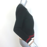 L'Agence Archer Metallic-Striped Cardigan Black Ribbed Knit Size Extra Small