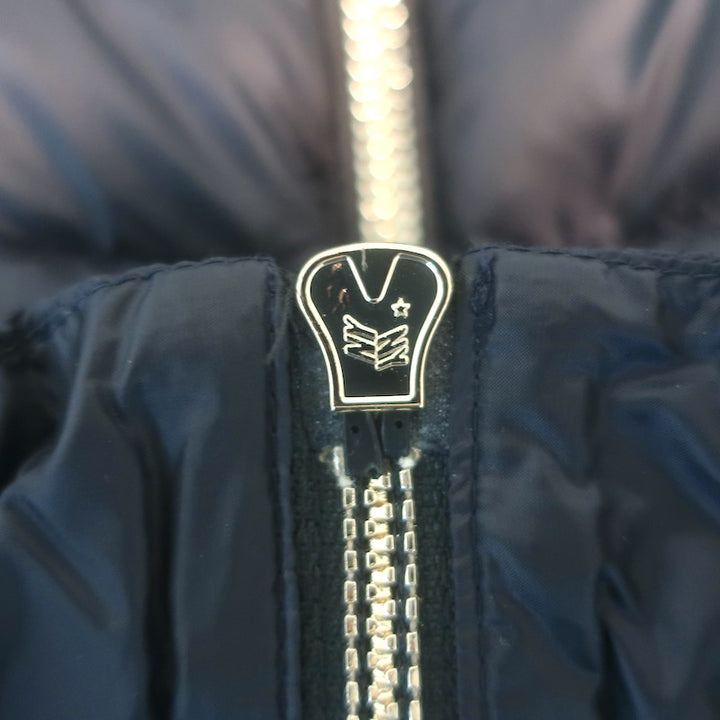Moncler Blein Ruffled-Hem Down Puffer Jacket Dark Navy Size 3