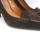 Ralph Lauren Collection Penny Loafer Pumps Dark Brown Suede Size 6