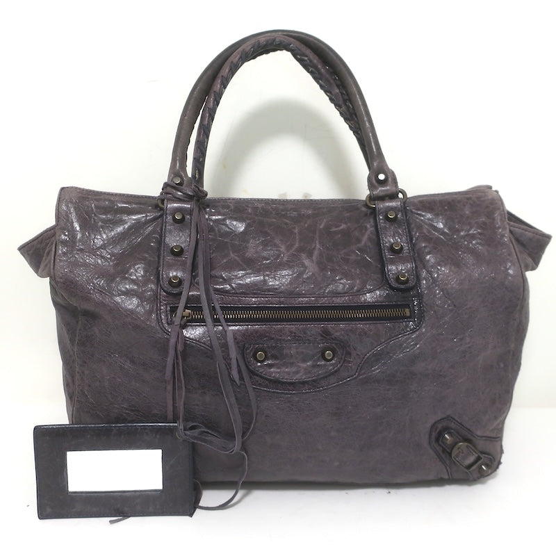 Balenciaga Open-Top Classic City Weekender Bag Dark Purple Agneau Leather