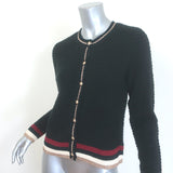 L'Agence Archer Metallic-Striped Cardigan Black Ribbed Knit Size Extra Small