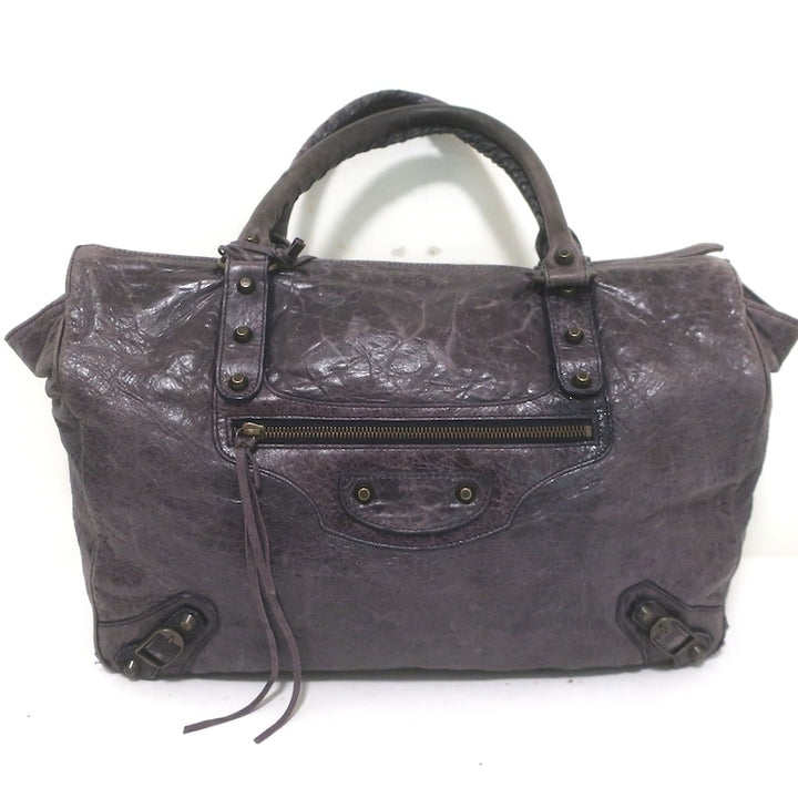 Balenciaga Open-Top Classic City Weekender Bag Dark Purple Agneau Leather