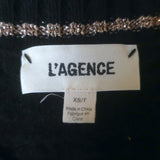 L'Agence Archer Metallic-Striped Cardigan Black Ribbed Knit Size Extra Small