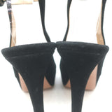 Prada Platform Peep Toe Ankle Strap Sandals Black Suede Size 38
