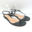 Gianvito Rossi Jaey Flat Thong Sandals Black Leather Size 39.5