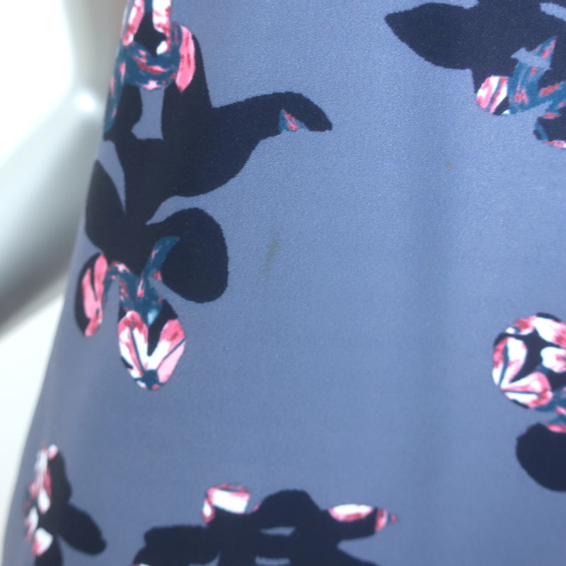 Rebecca Taylor Alyssum Floral Print Sleeveless Dress Gray Blue Crepe Size 6