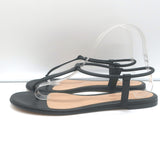 Gianvito Rossi Jaey Flat Thong Sandals Black Leather Size 39.5