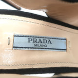 Prada Platform Peep Toe Ankle Strap Sandals Black Suede Size 38