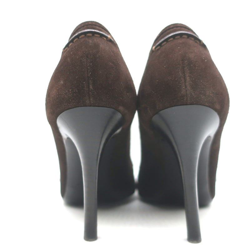Ralph Lauren Collection Penny Loafer Pumps Dark Brown Suede Size 6
