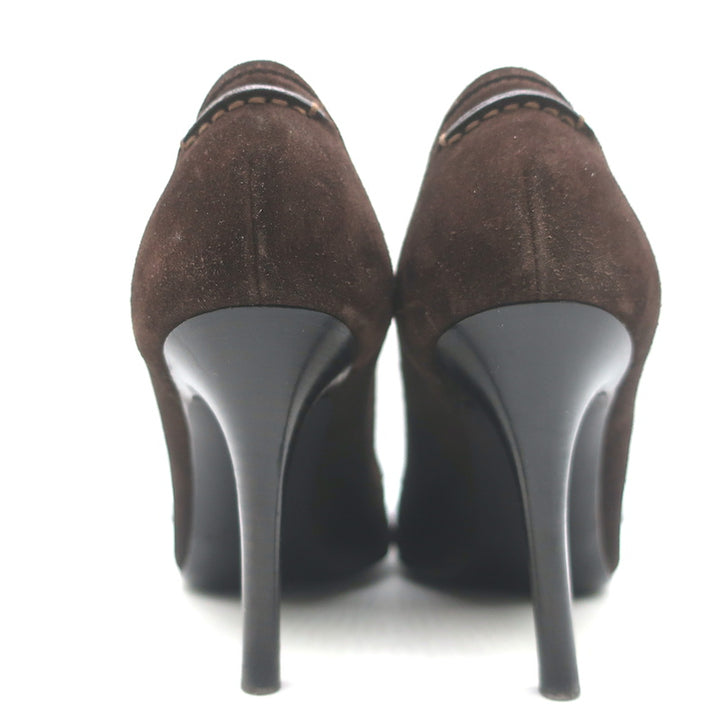 Ralph Lauren Collection Penny Loafer Pumps Dark Brown Suede Size 6