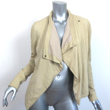 Vince Cowl Neck Leather Moto Jacket Beige Size Small