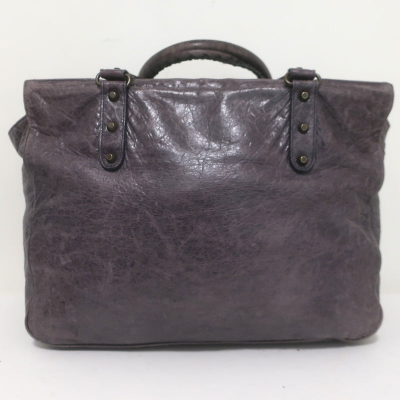 Balenciaga Open-Top Classic City Weekender Bag Dark Purple Agneau Leather