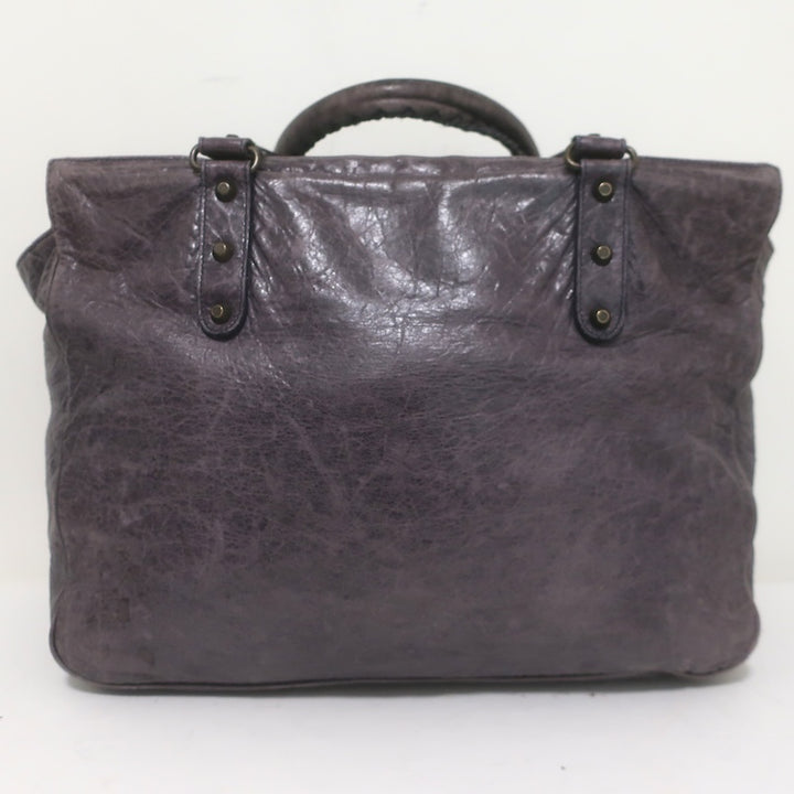 Balenciaga Open-Top Classic City Weekender Bag Dark Purple Agneau Leather