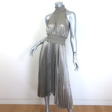A.L.C. Renzo Pleated Metallic Halter Midi Dress Antique Gold Size 4
