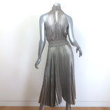 A.L.C. Renzo Pleated Metallic Halter Midi Dress Antique Gold Size 4