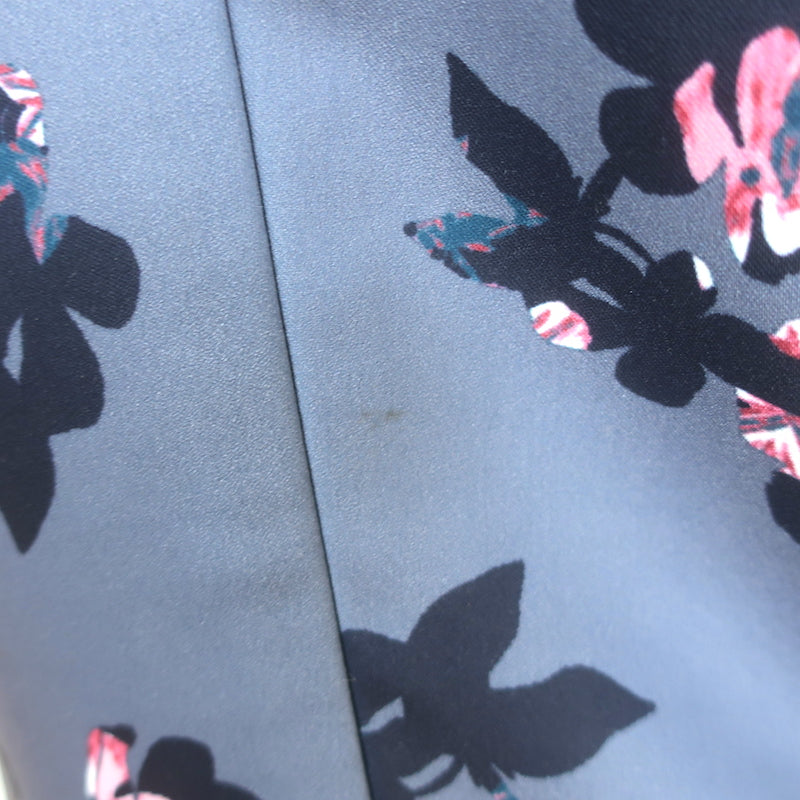 Rebecca Taylor Alyssum Floral Print Sleeveless Dress Gray Blue Crepe Size 6