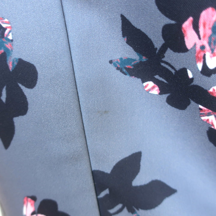 Rebecca Taylor Alyssum Floral Print Sleeveless Dress Gray Blue Crepe Size 6