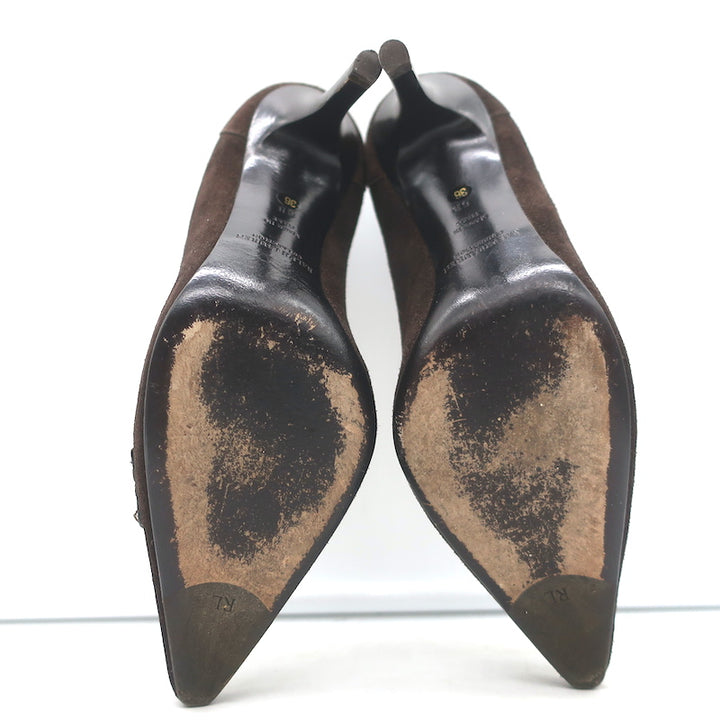 Ralph Lauren Collection Penny Loafer Pumps Dark Brown Suede Size 6