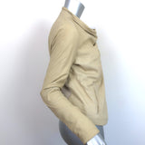 Vince Cowl Neck Leather Moto Jacket Beige Size Small