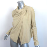 Vince Cowl Neck Leather Moto Jacket Beige Size Small